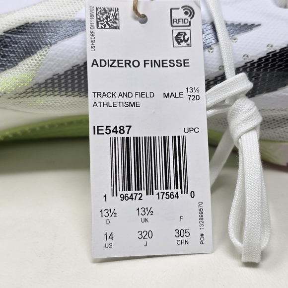 Adidas Adizero Finesse Track And Field White Core Green IE5487 Men’s Sz 14 New - Picture 13 of 14